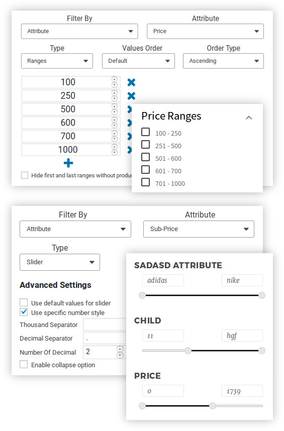 Price Ranges and Sliders for Attributes